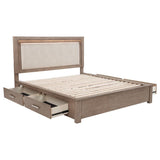 Kenora 56-inch Eastern King LED Storage Bed Barley Brown | Brown | Barley Brown | 224850KE
