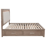 Kenora 56-inch Eastern King LED Storage Bed Barley Brown | Brown | Barley Brown | 224850KE