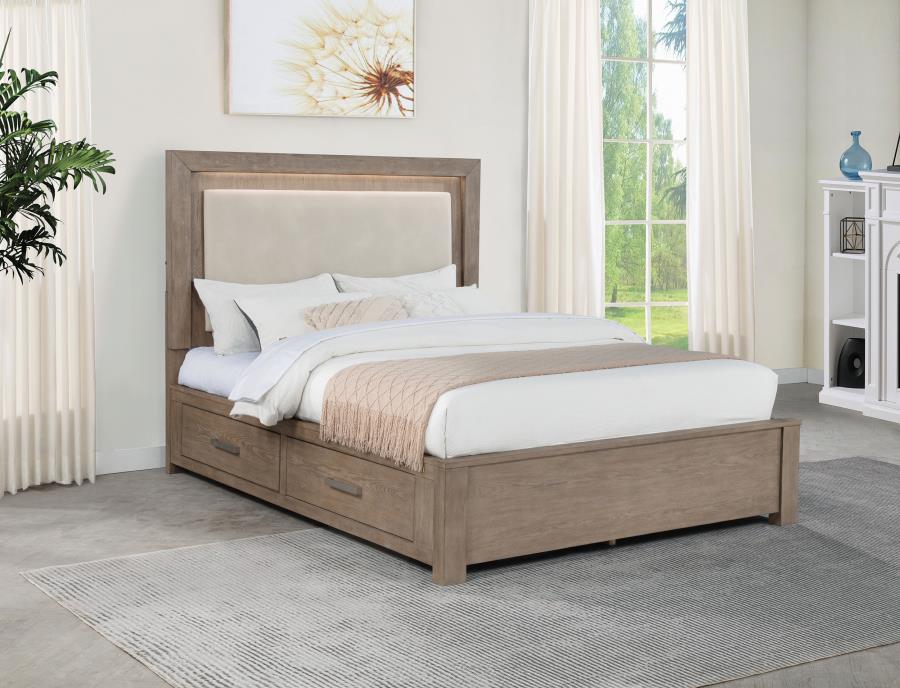 Kenora 56-inch Queen LED Storage Bed Barley Brown | Queen | Brown | Barley Brown | 224850Q