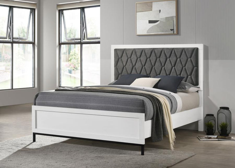 Sonora Upholstered Panel Bed White
