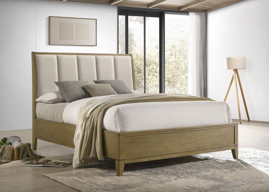 Granada Upholstered Queen Panel Bed Natural Pine | Queen | Beige | Natural Pine | 224921Q