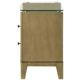 Granada 2-drawer Glass Top Nightstand Natural Pine | Beige | Natural Pine | 224922