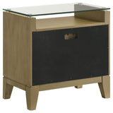 Granada 2-drawer Glass Top Nightstand Natural Pine | Beige | Natural Pine | 224922