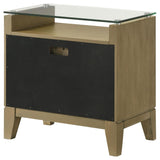 Granada 2-drawer Glass Top Nightstand Natural Pine | Beige | Natural Pine | 224922