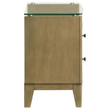 Granada 2-drawer Glass Top Nightstand Natural Pine | Beige | Natural Pine | 224922