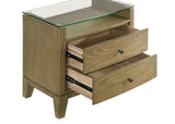 Granada 2-drawer Glass Top Nightstand Natural Pine | Beige | Natural Pine | 224922