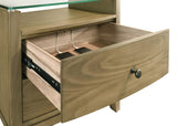 Granada 2-drawer Glass Top Nightstand Natural Pine | Beige | Natural Pine | 224922