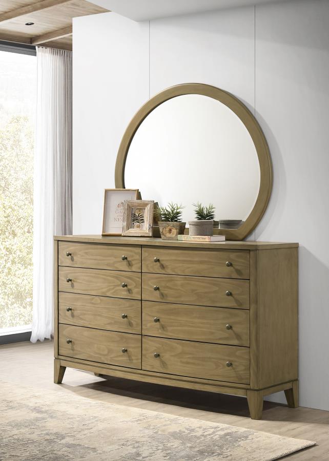 Granada 8-drawer Dresser and Mirror Natural Pine | Brown | Natural Pine | 224923M