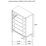 Granada 5-drawer Bedroom Chest of Drawers Natural Pine | Full | Brown | Natural Pine | 224925