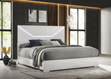 Ives Eastern King Panel Bed LED Headboard White High Gloss | White | White High Gloss | 224941KE