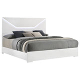 Ives Eastern King Panel Bed LED Headboard White High Gloss | White | White High Gloss | 224941KE