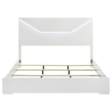 Ives Eastern King Panel Bed LED Headboard White High Gloss | White | White High Gloss | 224941KE