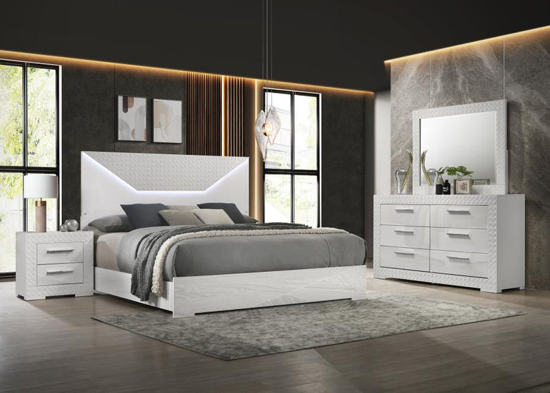 Ives 4-piece Bedroom Set White High Gloss