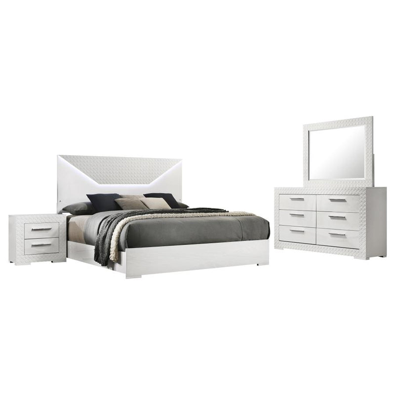 Ives 4-piece Bedroom Set White High Gloss