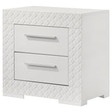 Ives 2-drawer Nightstand Bedside Table White High Gloss | White | White High Gloss | 224942