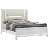 Marmore 64-inch Eastern King Panel Bed LED Headboard White | White | 224961KE