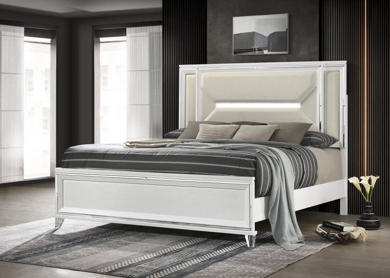 Marmore 64-inch Panel Bed LED Headboard White