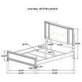 Marmore 64-inch Queen Panel Bed LED Headboard White | Queen | White | 224961Q