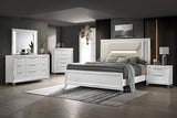 Marmore 64-inch Queen Panel Bed LED Headboard White | Queen | White | 224961Q