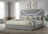 Ives Eastern King Panel Bed LED Headboard Grey High Gloss | Grey | Grey High Gloss | 224971KE