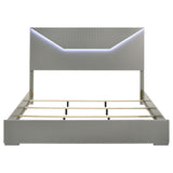 Ives Eastern King Panel Bed LED Headboard Grey High Gloss | Grey | Grey High Gloss | 224971KE