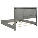 Ives Eastern King Panel Bed LED Headboard Grey High Gloss | Grey | Grey High Gloss | 224971KE