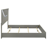 Ives Eastern King Panel Bed LED Headboard Grey High Gloss | Grey | Grey High Gloss | 224971KE