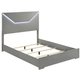 Ives Queen Panel Bed LED Headboard Grey High Gloss | Queen | Grey | Grey High Gloss | 224971Q