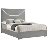 Ives Queen Panel Bed LED Headboard Grey High Gloss | Queen | Grey | Grey High Gloss | 224971Q