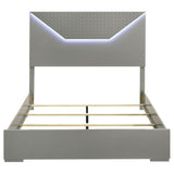 Ives Queen Panel Bed LED Headboard Grey High Gloss | Queen | Grey | Grey High Gloss | 224971Q