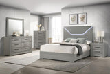 Ives Queen Panel Bed LED Headboard Grey High Gloss | Queen | Grey | Grey High Gloss | 224971Q
