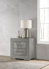 Ives 2-drawer Nightstand Bedside Table Grey High Gloss | Grey | Grey High Gloss | 224972