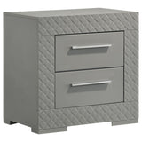 Ives 2-drawer Nightstand Bedside Table Grey High Gloss | Grey | Grey High Gloss | 224972