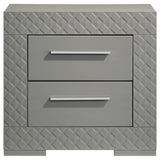 Ives 2-drawer Nightstand Bedside Table Grey High Gloss | Grey | Grey High Gloss | 224972