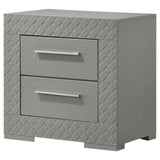 Ives 2-drawer Nightstand Bedside Table Grey High Gloss | Grey | Grey High Gloss | 224972