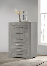 Ives 5-drawer Bedroom Chest of Drawers Grey High Gloss | Grey | Grey High Gloss | 224975