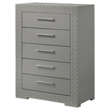 Ives 5-drawer Bedroom Chest of Drawers Grey High Gloss | Grey | Grey High Gloss | 224975