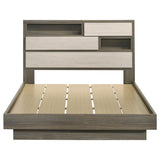Fenwick Queen Bed Bookcase Headboard Grey Oak | Queen | Grey | Grey Oak / Almond | 224981Q