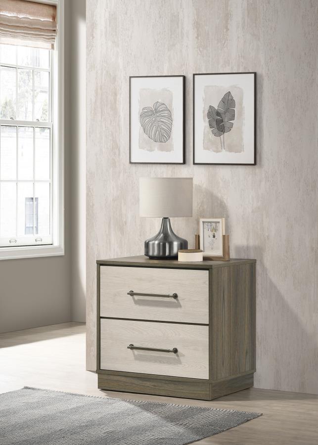 Fenwick 2-drawer Nightstand Bedside Table Grey Oak | Grey | Grey Oak/Almond | 224982
