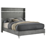 Lucia 61-inch Upholstered Eastern King Wingback Bed Grey | Grey | 224991KE
