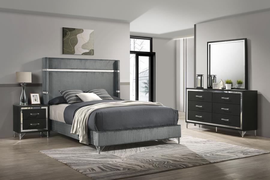 Lucia 4-piece Queen Bedroom Set Grey and Black | Queen | Grey | Grey / Black | 224991Q-S4