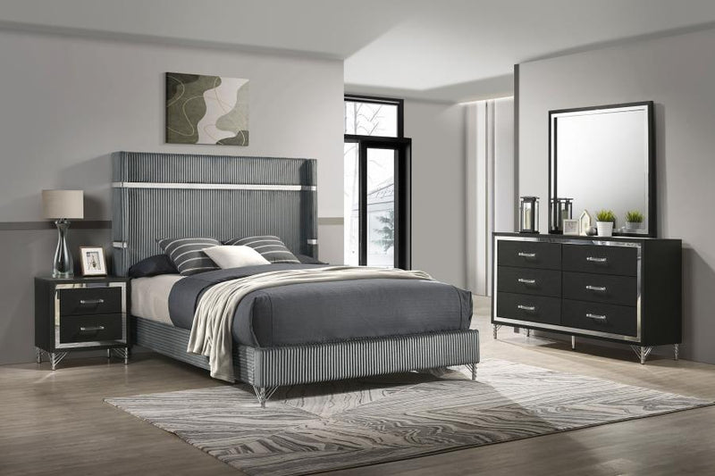 Lucia 4-piece Bedroom Set Grey and Black