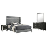 Lucia 4-piece Queen Bedroom Set Grey and Black | Queen | Grey | Grey / Black | 224991Q-S4