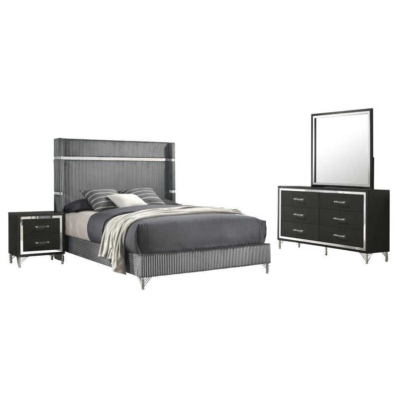 Lucia 4-piece Bedroom Set Grey and Black