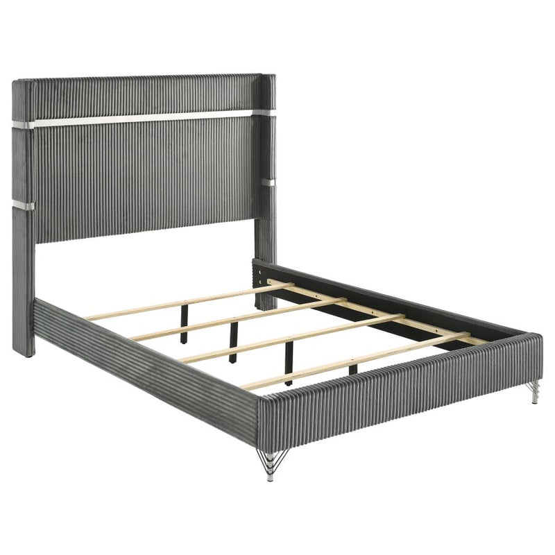 Lucia 61-inch Upholstered Wingback Bed Grey