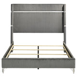 Lucia 61-inch Upholstered Queen Wingback Bed Grey | Queen | Grey | 224991Q