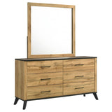 Kaywood 6-drawer Dresser and Mirror Natural Pine | Brown | Weathered Brown / Natural Pine | 225003M