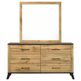 Kaywood 6-drawer Dresser and Mirror Natural Pine | Brown | Weathered Brown / Natural Pine | 225003M