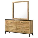 Kaywood 6-drawer Dresser and Mirror Natural Pine | Brown | Weathered Brown / Natural Pine | 225003M