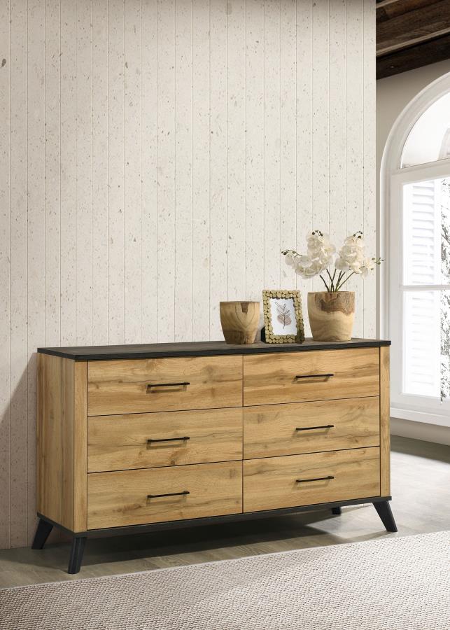 Kaywood 6-drawer Dresser Cabinet Natural Pine | Beige | Weathered Brown / Natural Pine | 225003